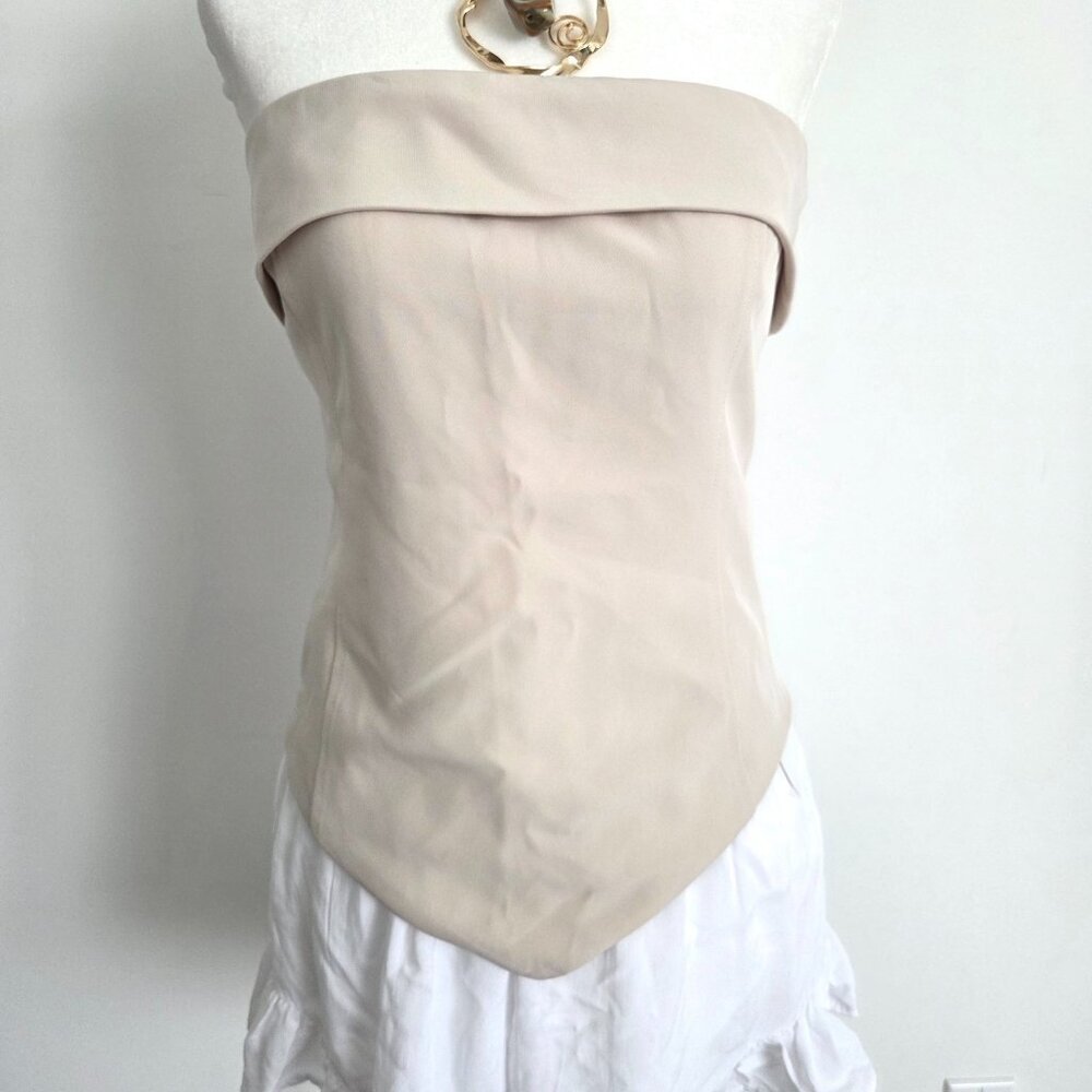 Forever 21 V‎ Hem Strapless Tube Top Large NWT Beige Champagne Y2K Old Money - Picture 3 of 13